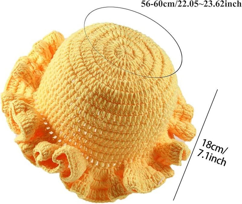 Ahouws Crochet Bucket Hat Women Trendy Knit Floppy Cap Cute Boho Handmade Beanies Outdoor Boho Travel Fishing Hat - Image 2